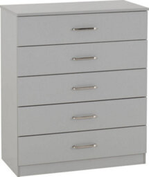 Seconique Dakota 5 Drawer Chest Of Drawers Light Grey - thumbnail 1