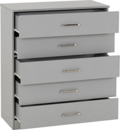 Seconique Dakota 5 Drawer Chest Of Drawers Light Grey - thumbnail 4