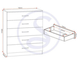 Seconique Dakota 5 Drawer Chest Of Drawers Light Grey - thumbnail 5