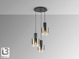 Luminosa Lighting Luminosa Venize Cluster Pendant Ceiling Light Black, Smoke 3Xe27 - Uk Stock - thumbnail 4