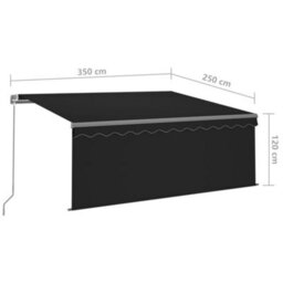 Berkfield Manual Retractable Awning With Blind 3.5X2.5M Anthracite - thumbnail 7