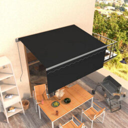 Berkfield Manual Retractable Awning With Blind 3.5X2.5M Anthracite - thumbnail 1