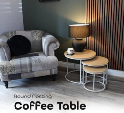 Divchi Round Nesting Set Of 3, Modern Wooden Look With Metal Base Coffee Side Tables For Small Spaces - thumbnail 2