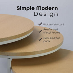 Divchi Round Nesting Set Of 3, Modern Wooden Look With Metal Base Coffee Side Tables For Small Spaces - thumbnail 3