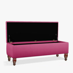 Lisbon Plain 150Cm Ottoman Storage Bench - Plush Velvet Shoe Bench - Clared Red Upholstery Footstool With Storage - thumbnail 2