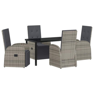 Berkfield Modern Garden Dining Set With Cushion 5 Pcs Grey Poly Rattan - image 1
