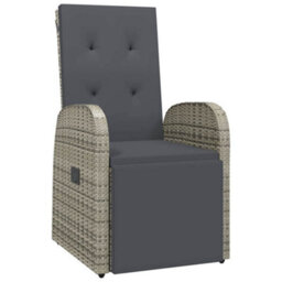 Berkfield Modern Garden Dining Set With Cushion 5 Pcs Grey Poly Rattan - thumbnail 6