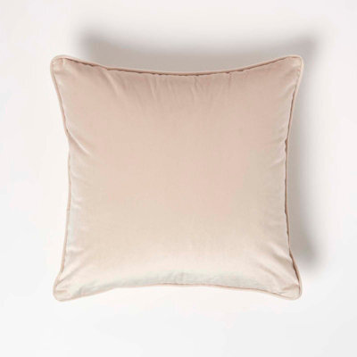 Homescapes Homescpaes Cream Filled Velvet Cushion With Piped Edge 46 X 46 Cm - image 1