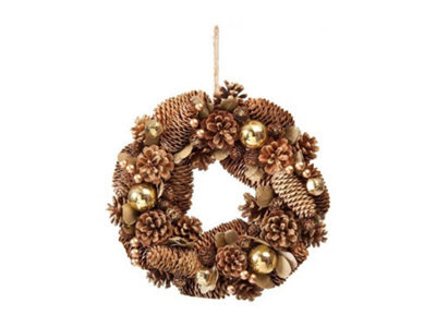 "Festive Gold Balls & Berries Wreath - 30Cm (12"") Diameter (P027743)"