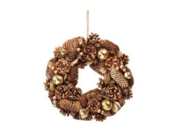 "Festive Gold Balls & Berries Wreath - 30Cm (12"") Diameter (P027743)"