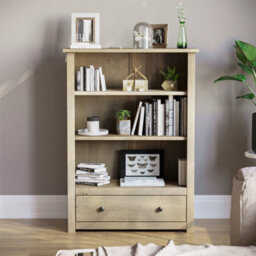 1 Drawer Bookcase Shelves Solid Pine Natural Waxed Unit Furniture - thumbnail 4