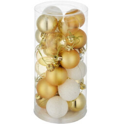 Tectake Christmas Baubles - 24-Piece Set In White And Gold  - White/gold