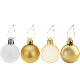 Tectake Christmas Baubles - 24-Piece Set In White And Gold  - White/gold - thumbnail 2