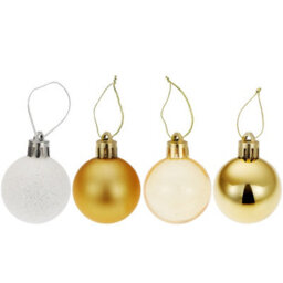Tectake Christmas Baubles - 24-Piece Set In White And Gold  - White/gold - thumbnail 3