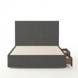 "Adore Designs Portland Plush Velvet Divan Bed, 50"" Headboard - 6Ft Super King - Grey - 0 Drawers" - thumbnail 2