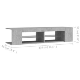 Vidaxl Tv Cabinet With Led Lights Concrete Grey 135X39X30 Cm - thumbnail 3