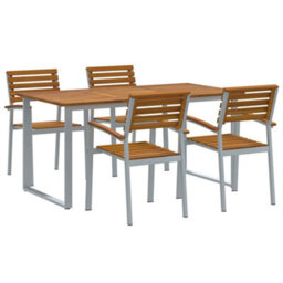 Berkfield Modern Garden Dining Set 5 Pcs Grey And Brown Solid Acacia Wood