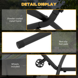 Outsunny Hammock Stand W/ Wheels, Adjustable Hammock Stand W/ Carry Bag, Black - thumbnail 6