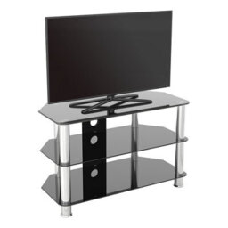 "Avf Classic 80Cm Glass Corner Tv Stand With Cable Management For Tvs Up To 43"" - Black & Chrome" - thumbnail 4