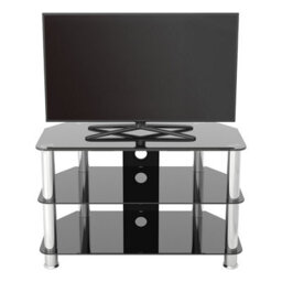"Avf Classic 80Cm Glass Corner Tv Stand With Cable Management For Tvs Up To 43"" - Black & Chrome" - thumbnail 5