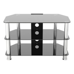 "Avf Classic 80Cm Glass Corner Tv Stand With Cable Management For Tvs Up To 43"" - Black & Chrome" - thumbnail 2