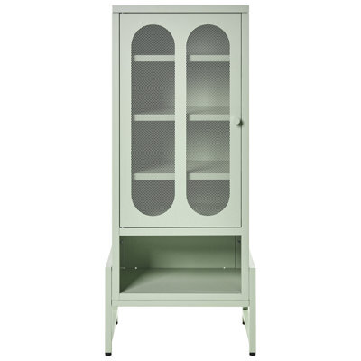 Wyld And Coco Mint-Green Steel Sideboard With One Door And Five Shelves, Wall-Mounted, Matt Finish - image 1