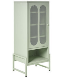 Wyld And Coco Mint-Green Steel Sideboard With One Door And Five Shelves, Wall-Mounted, Matt Finish - thumbnail 3