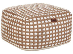 Beliani Handwoven Pouf Ottoman Beige Cotton Wool 50 X 50 Cm - thumbnail 1