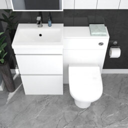 Nes Home White Floor Standing 500mm Vanity Unit 2 Drawers Wc Unit & Btw Toilet - thumbnail 3