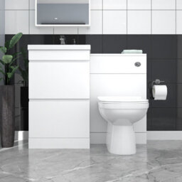 Nes Home White Floor Standing 500mm Vanity Unit 2 Drawers Wc Unit & Btw Toilet - thumbnail 2