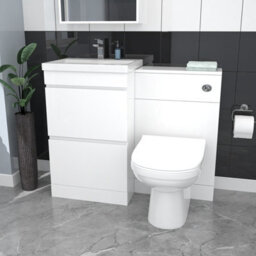 Nes Home White Floor Standing 500mm Vanity Unit 2 Drawers Wc Unit & Btw Toilet - thumbnail 1