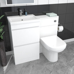 Nes Home White Floor Standing 500mm Vanity Unit 2 Drawers Wc Unit & Btw Toilet - thumbnail 5