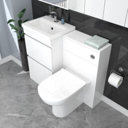 Nes Home White Floor Standing 500mm Vanity Unit 2 Drawers Wc Unit & Btw Toilet - thumbnail 4