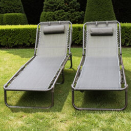 Garden Market Place The Garden Marketplace Garden Sun Loungers, Padded Textoline, Reclining Comfort, Adjustable Backrests, Brown Tweed, Set Of 2 - thumbnail 5