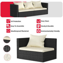 Onemill Garden Furniture Set 5Pc Rattan Modular Corner Sofa Set For Lawn Backyard Poolside (Black) - thumbnail 3