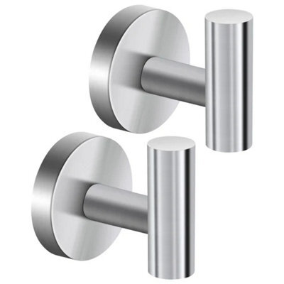 4X Brushed Silver Stainless Steel Wall Mounted Bathroom Hooks Towel Robe Coat Door Hangers - image 1