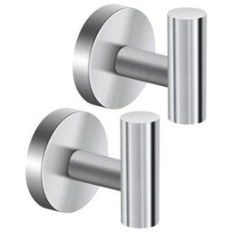 4X Brushed Silver Stainless Steel Wall Mounted Bathroom Hooks Towel Robe Coat Door Hangers - thumbnail 1