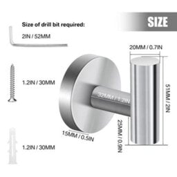 4X Brushed Silver Stainless Steel Wall Mounted Bathroom Hooks Towel Robe Coat Door Hangers - thumbnail 2
