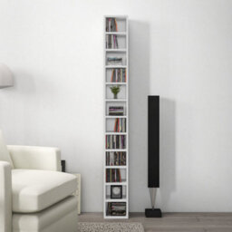 Homcom 204 Cd Storage Tower Tall Bookcase Bookshelf With 12 Cubes White - thumbnail 9