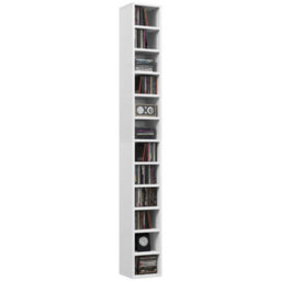 Homcom 204 Cd Storage Tower Tall Bookcase Bookshelf With 12 Cubes White - thumbnail 2