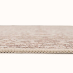 Loomed Traditional Floral Cotton Chenille Rug Cream Beige Machine Washable 280Cm X 380Cm - thumbnail 8