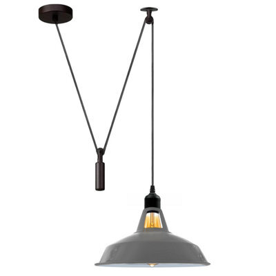 Modern Grey Pendant Light Kitchen Islands Long Hanging Light Fixture Metal Shade With 2M Wire Cord For Indoor - image 1
