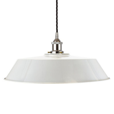 Pale Grey Large Chancery Painted Dome Pendant Light With Nickel Lamp Holder And Black Twisted Cable - Se Home - image 1