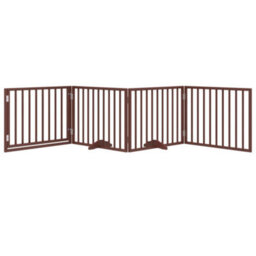 Walplus Brown Dog Gate With Door Foldable 4 Panels 320 Cm Poplar Wood - thumbnail 3