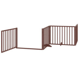 Walplus Brown Dog Gate With Door Foldable 4 Panels 320 Cm Poplar Wood - thumbnail 4