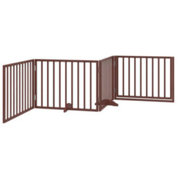 Walplus Brown Dog Gate With Door Foldable 4 Panels 320 Cm Poplar Wood - thumbnail 6