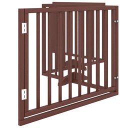 Walplus Brown Dog Gate With Door Foldable 4 Panels 320 Cm Poplar Wood - thumbnail 5