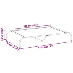 Vidaxl Elevated Dog Bed Black 130X80X20 Cm Oxford Fabric And Steel - thumbnail 3
