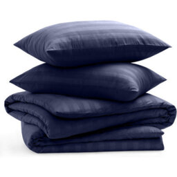 Bedlooms Navy Stripe Duvet Cover Complete Bedding Set, Breathable & Anti-Allergic Microfiber, Single 135X200Cm - thumbnail 2