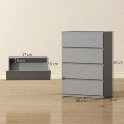 4-Drawer Bedroom Chest Of Drawers Storage Dresser Unit - thumbnail 2